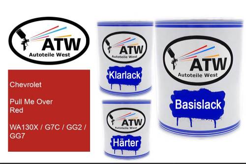 Chevrolet, Pull Me Over Red, WA130X / G7C / GG2 / GG7: 1L Lackdose + 1L Klarlack + 500ml Härter - Set, von ATW Autoteile West.